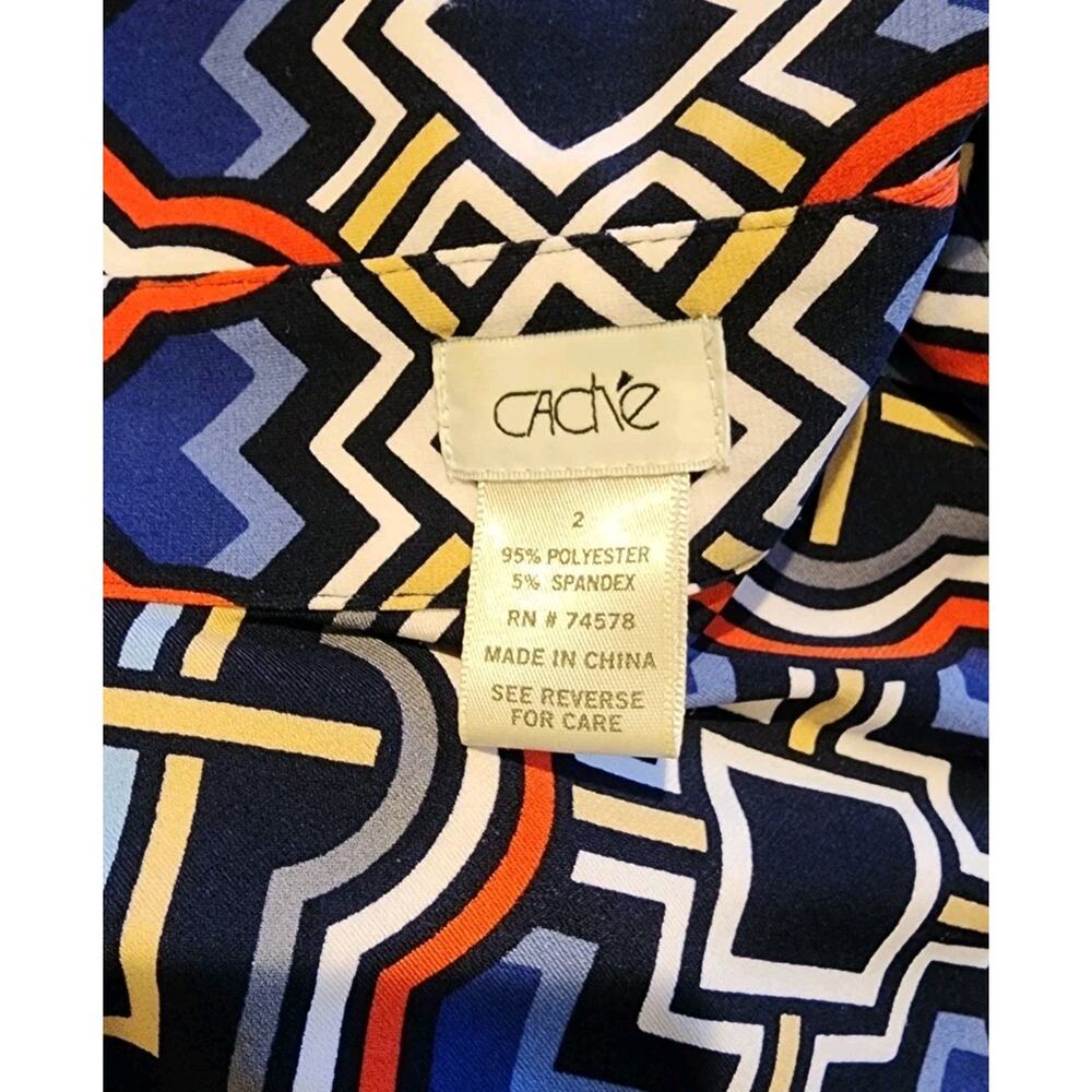 Cache Size 2 Mod Geometric Print Chic Jersey A Line Shirt dress - Picture 4 of 4
